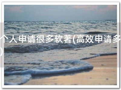 一个人申请很多软著(高效申请多著！)