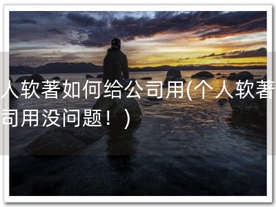 个人软著如何给公司用(个人软著，公司用没问题！)