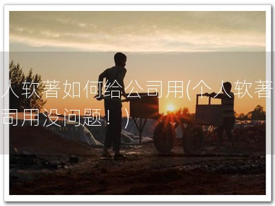 个人软著如何给公司用(个人软著，公司用没问题！)