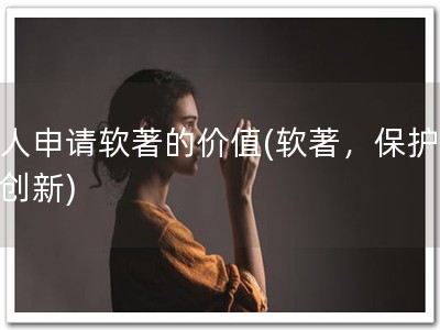 个人申请软著的价值(软著，保护你的创新)