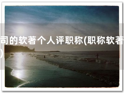 公司的软著个人评职称(职称软著加分)