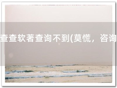 企查查软著查询不到(莫慌，咨询我)