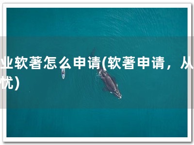 企业软著怎么申请(软著申请，从此无忧)