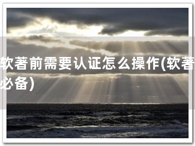 做软著前需要认证怎么操作(软著认证必备)