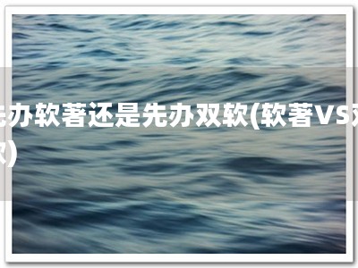 先办软著还是先办双软(软著VS双软)