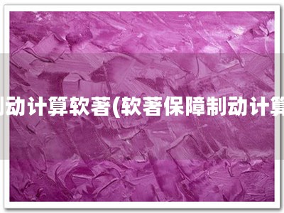 制动计算软著(软著保障制动计算)