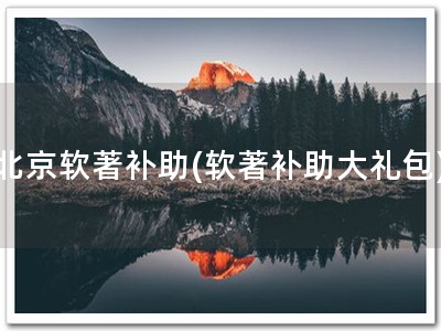 北京软著补助(软著补助大礼包)