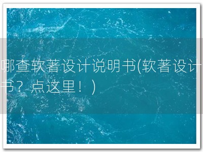 在哪查软著设计说明书(软著设计说明书？点这里！)