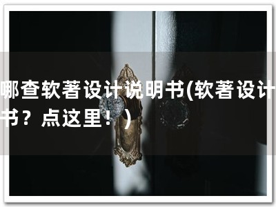 在哪查软著设计说明书(软著设计说明书？点这里！)