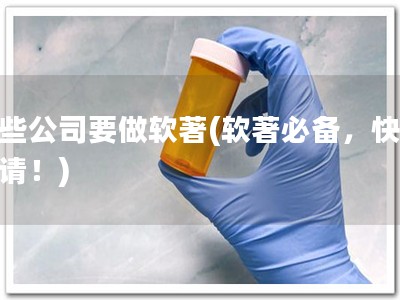 哪些公司要做软著(软著必备，快速申请！)