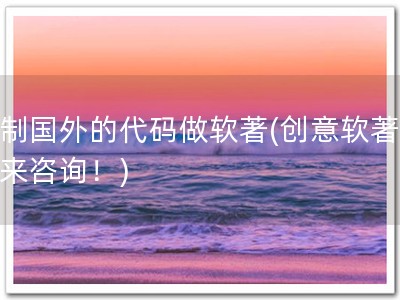复制国外的代码做软著(创意软著，速来咨询！)