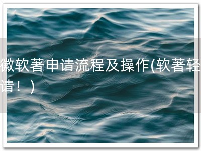 安徽软著申请流程及操作(软著轻松申请！)