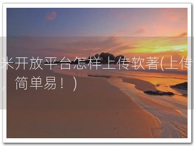 小米开放平台怎样上传软著(上传软著，简单易！)