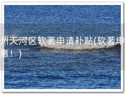 广州天河区软著申请补贴(软著申请优惠！)