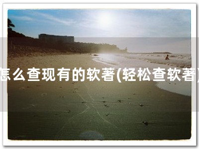 怎么查现有的软著(轻松查软著)