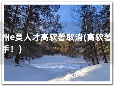 杭州e类人才高软著取消(高软著显身手！)