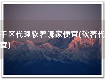 江干区代理软著哪家便宜(软著代理便宜)