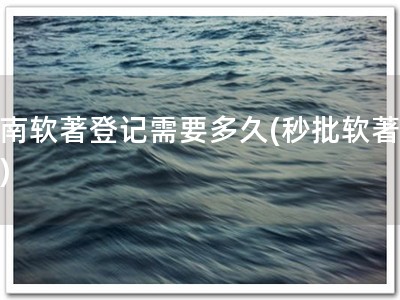 河南软著登记需要多久(秒批软著登记)