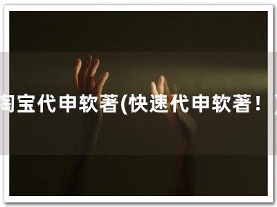 淘宝代申软著(快速代申软著！)