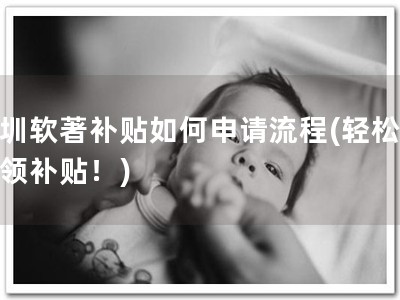 深圳软著补贴如何申请流程(轻松申请领补贴！)