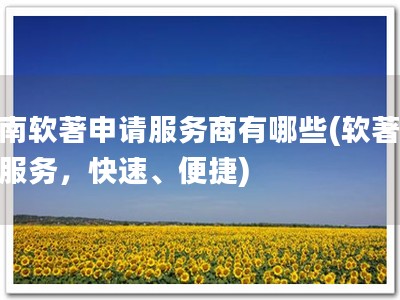 淮南软著申请服务商有哪些(软著申请服务，快速、便捷)