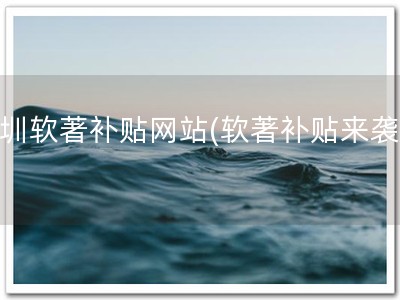 深圳软著补贴网站(软著补贴来袭！)
