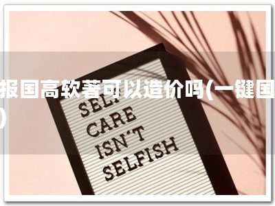 申报国高软著可以造价吗(一键国高著)