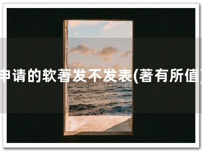 申请的软著发不发表(著有所值)