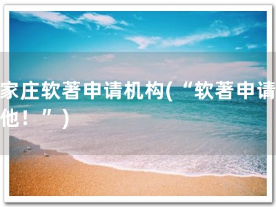 石家庄软著申请机构(“软著申请，找他！”)