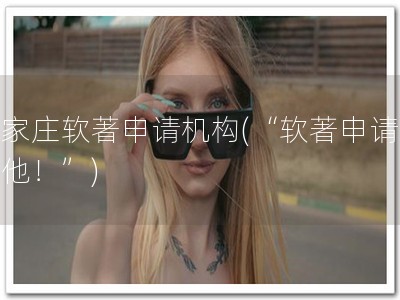石家庄软著申请机构(“软著申请，找他！”)