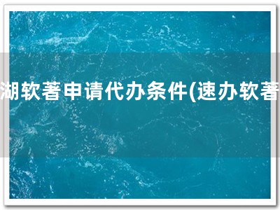 芜湖软著申请代办条件(速办软著！)
