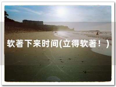 软著下来时间(立得软著！)