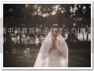 软著中间有其他函数怎么办(解密软著中“其他函数”！)