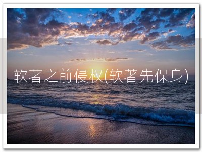 软著之前侵权(软著先保身)