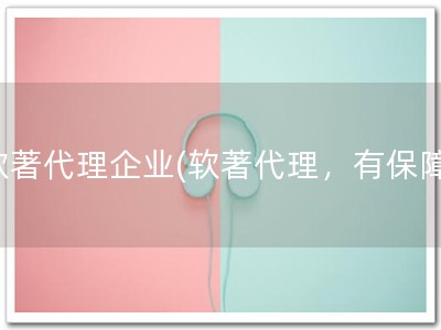 软著代理企业(软著代理，有保障)