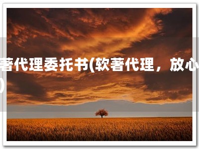 软著代理委托书(软著代理，放心委托)
