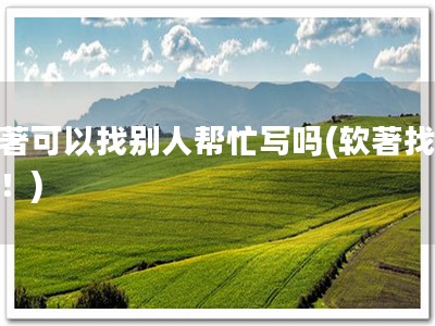 软著可以找别人帮忙写吗(软著找专家！)