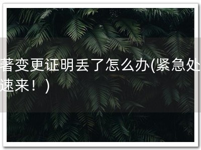 软著变更证明丢了怎么办(紧急处理，速来！)
