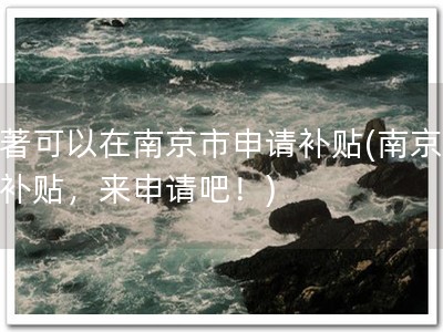 软著可以在南京市申请补贴(南京软著补贴，来申请吧！)