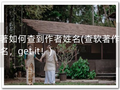 软著如何查到作者姓名(查软著作者姓名，get it！)