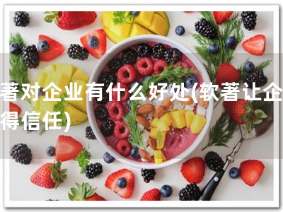 软著对企业有什么好处(软著让企业赢得信任)