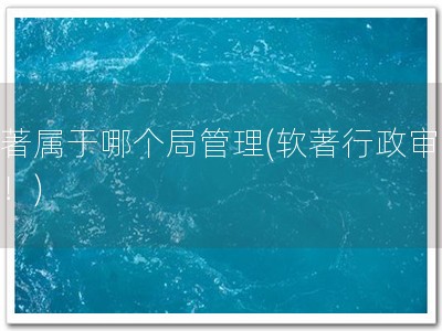 软著属于哪个局管理(软著行政审批局！)