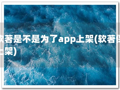 软著是不是为了app上架(软著保上架)