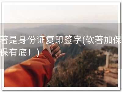 软著是身份证复印签字(软著加保，有保有底！)