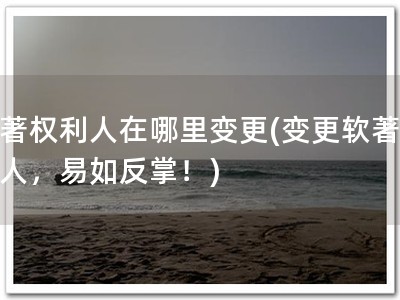 软著权利人在哪里变更(变更软著权利人，易如反掌！)