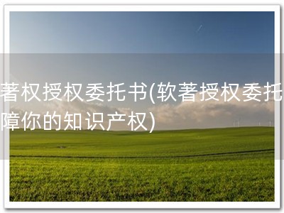 软著权授权委托书(软著授权委托，保障你的知识产权)
