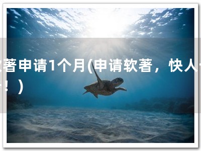 软著申请1个月(申请软著，快人一步！)