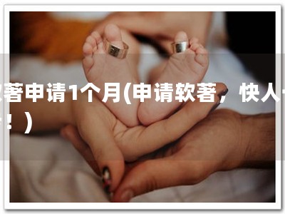 软著申请1个月(申请软著，快人一步！)