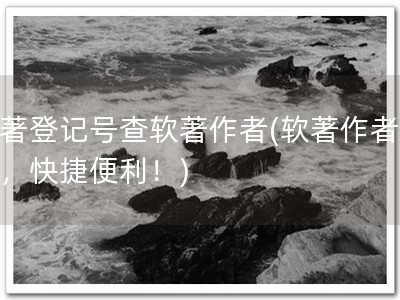 软著登记号查软著作者(软著作者查询，快捷便利！)