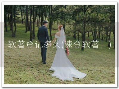 软著登记多久(速登软著！)